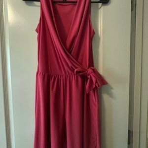 Tiana B Pink Wrap Tie Front Midi Dress Romper/Playsuit